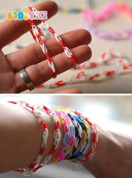 Rubber band bracelet weaving illustration