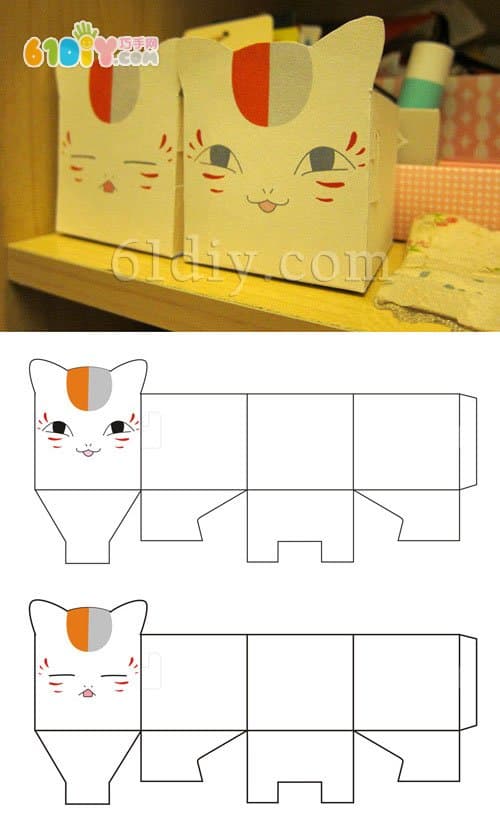 Making cartoon kitten storage box