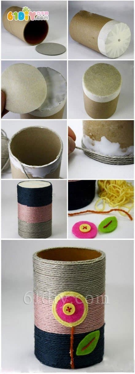 Waste paper tube making pen holder