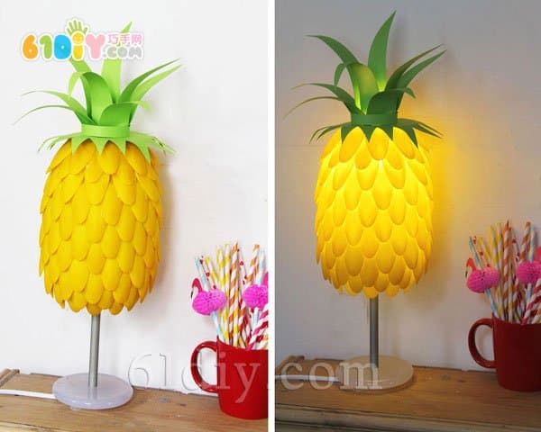 Disposable spoon handmade: pineapple lighting