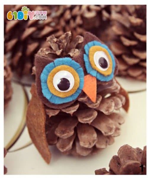 Another pine cone owl DIY production