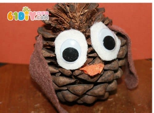 Another pine cone owl DIY production
