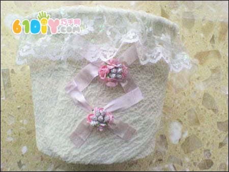 Paper Bowl DIY Lace Storage Bucket