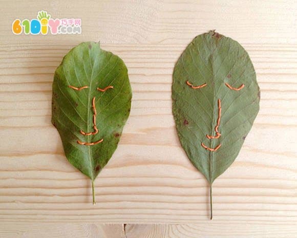 Leaves making animals and little people expressions