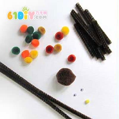 Hairy Hair Ball DIY Making Autumn Tree