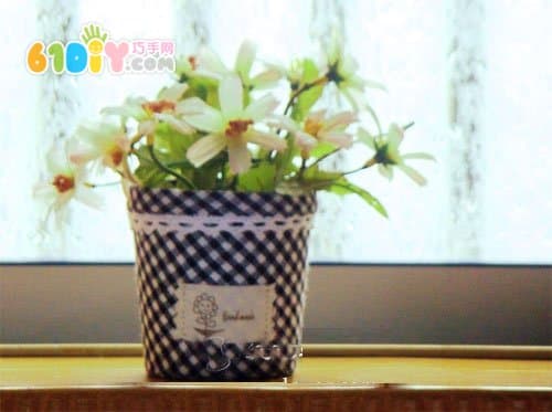 Paper cup handmade flower pot