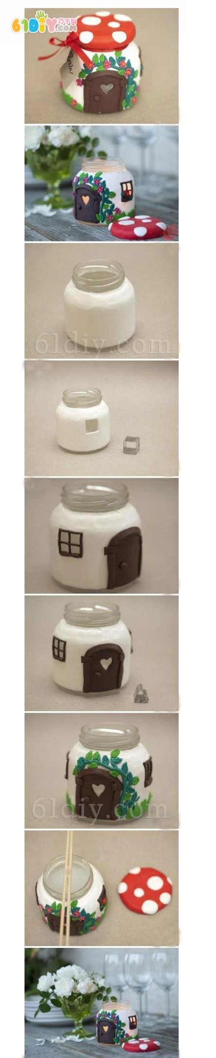Bottle handmade cartoon mushroom hut