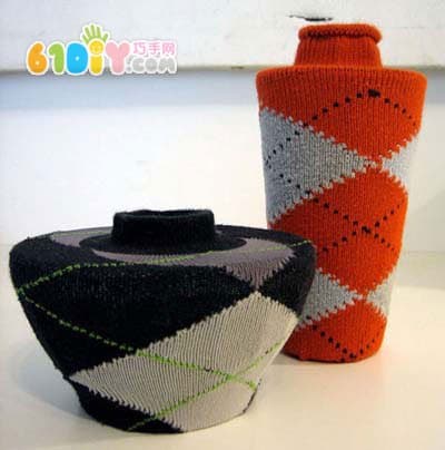 Scrap wool socks DIY different vase