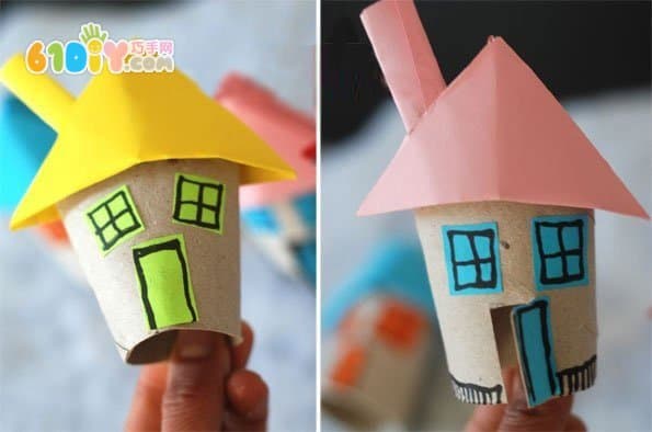 Roll paper core handmade small house