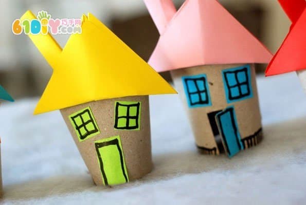 Roll paper core handmade small house