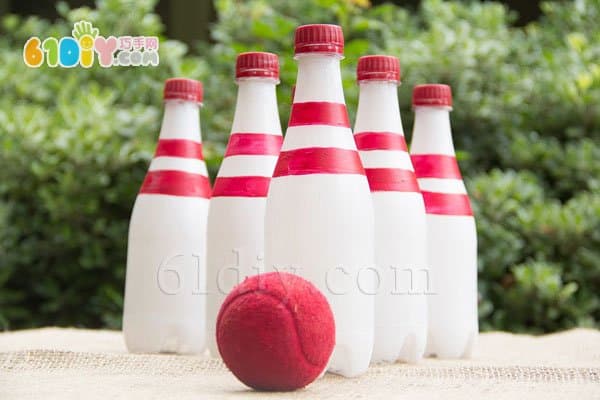 Beverage bottle waste making bowling