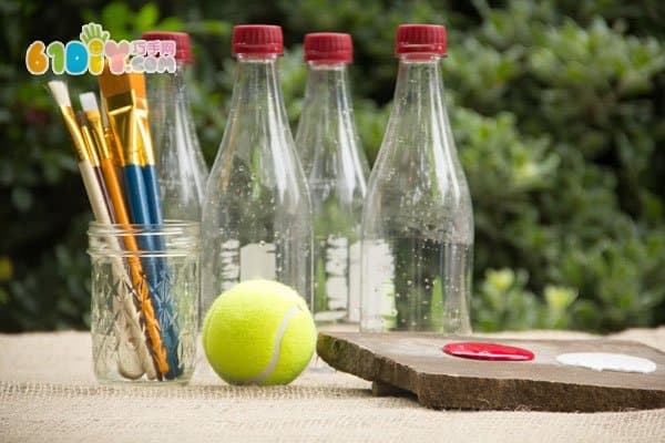 Beverage bottle waste making bowling