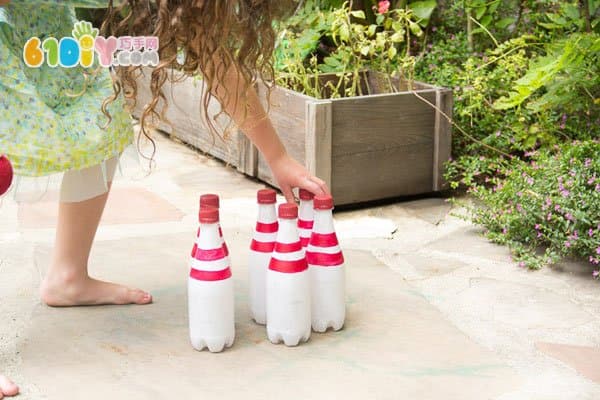 Beverage bottle waste making bowling