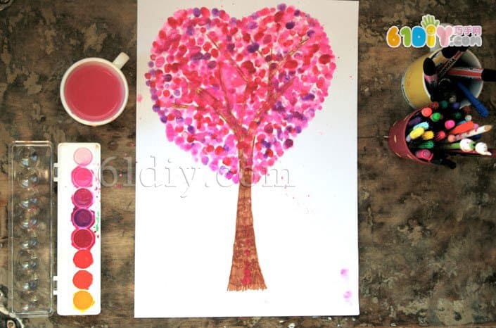 Fingerprint painting love tree DIY