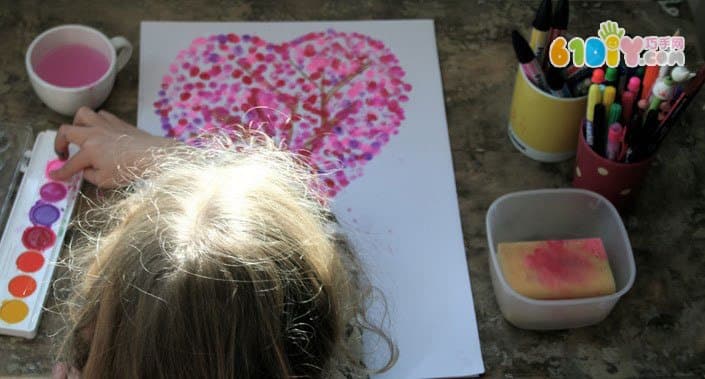 Fingerprint painting love tree DIY