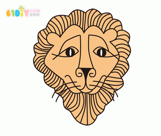 Waste cardboard handmade three-dimensional animal: lion
