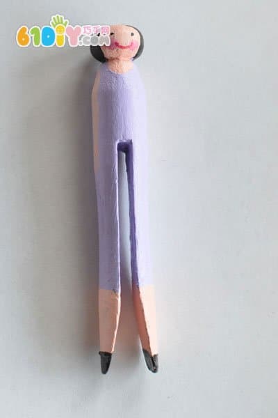 Handmade wooden clip doll - flower wizard