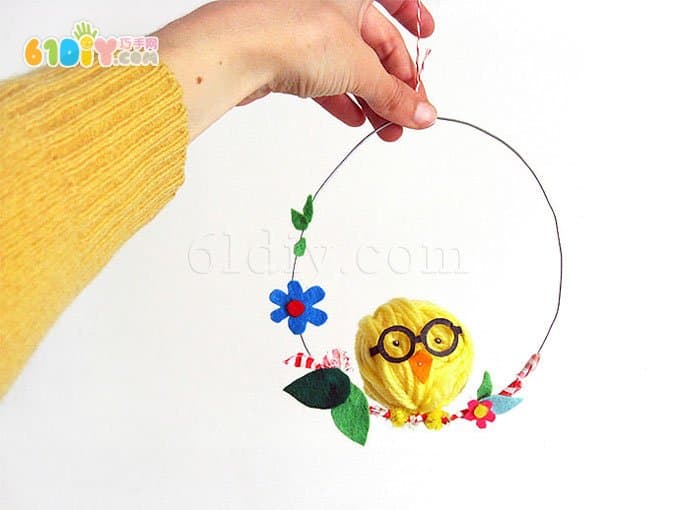 Cute wool ball bird pendant