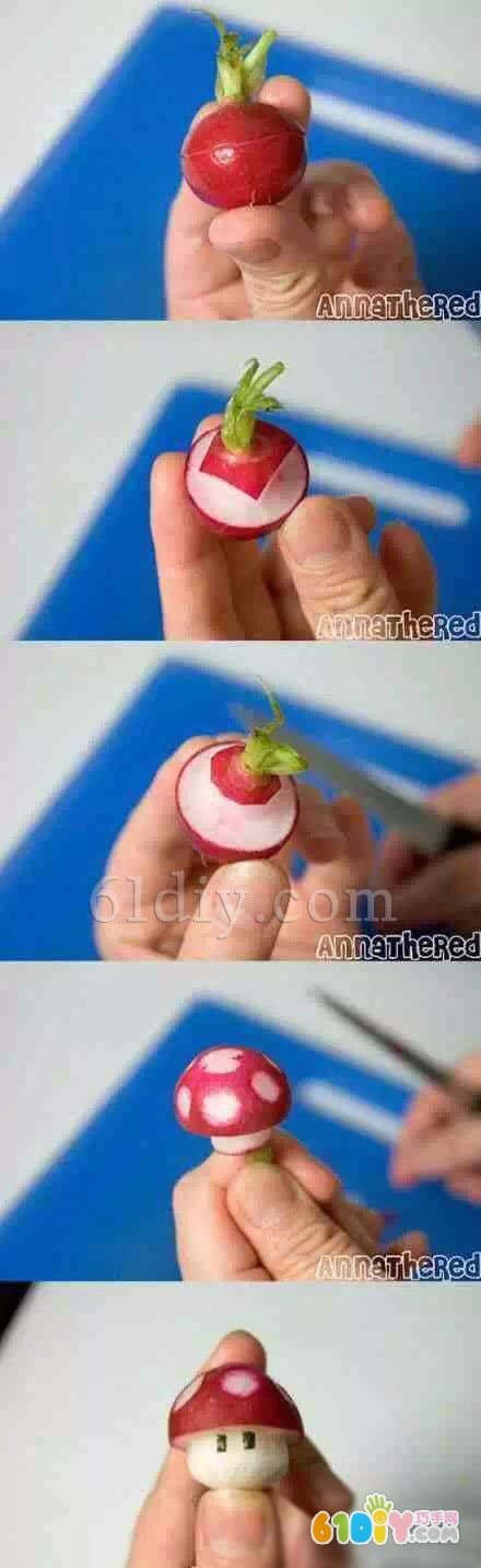 Cherry radish turned into Mario mushroom