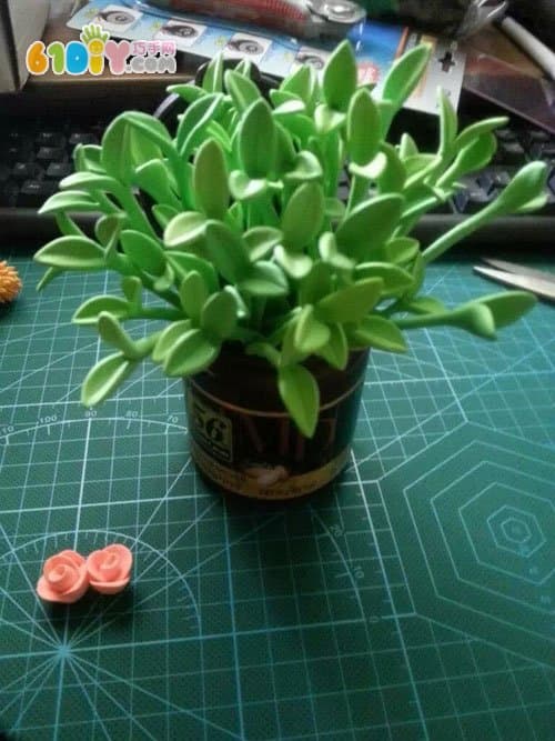 Clay making fresh shoots potted