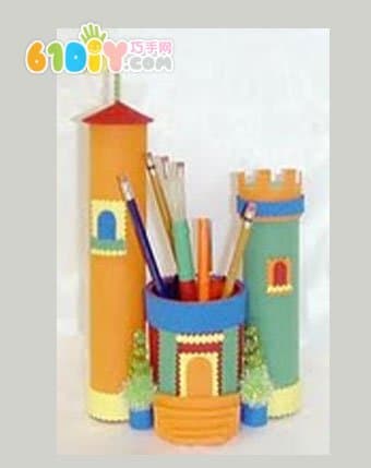 Paper Tube Castle Pen Holder