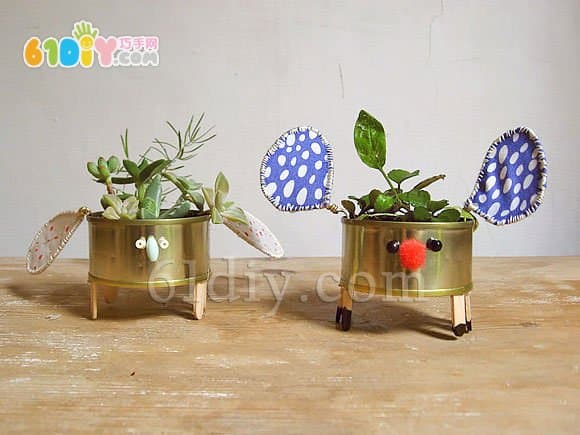 Iron jar DIY making cartoon potted plants