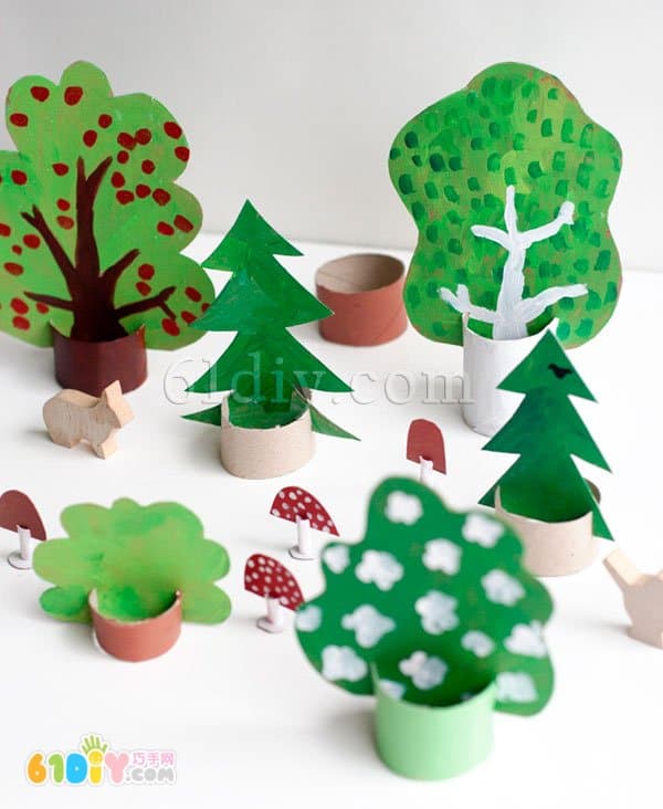 Handmade forest from cardboard