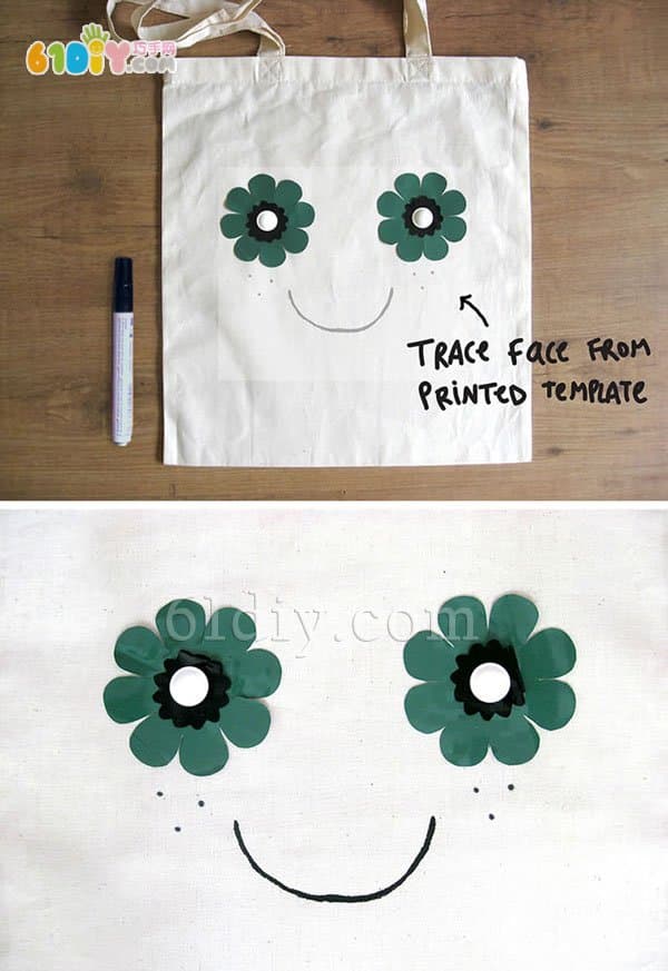DIY Flower Smiley Tote