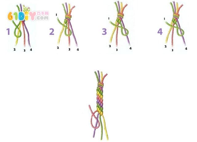Multicolored hand rope weaving tutorial