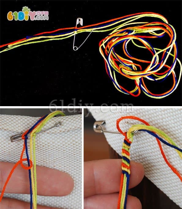 Multicolored hand rope weaving tutorial