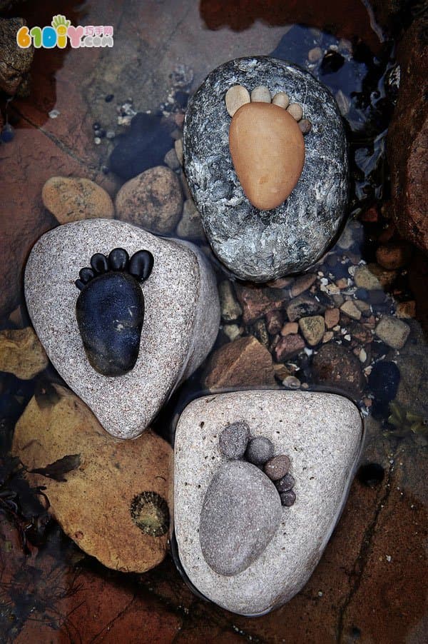 Stone handmade DIY cute little feet