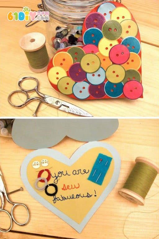 Handmade love button greeting card