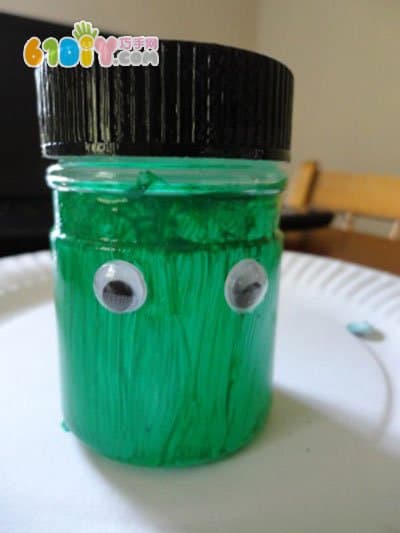 Bottle handmade Halloween green monster