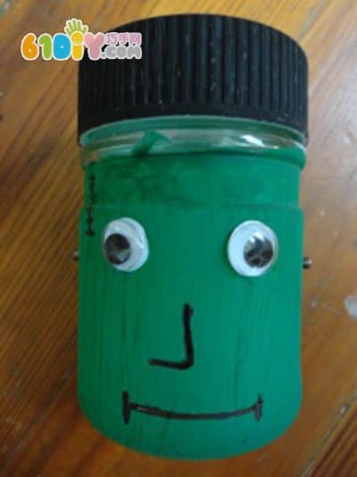 Bottle handmade Halloween green monster