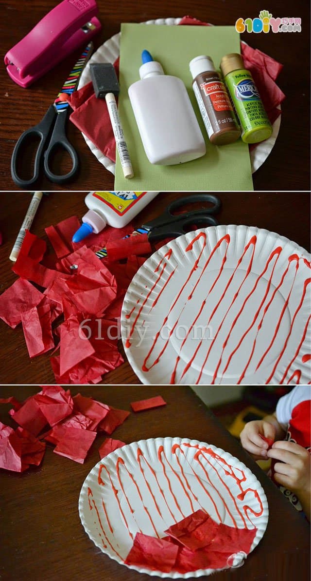Children's handmade paper plate apple