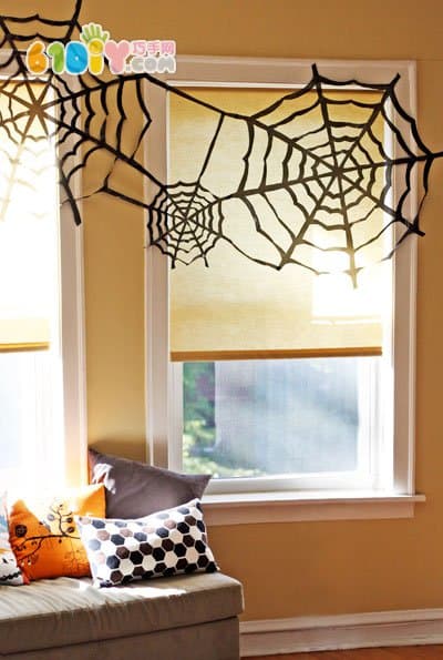 Black plastic bag paper-cut spider web