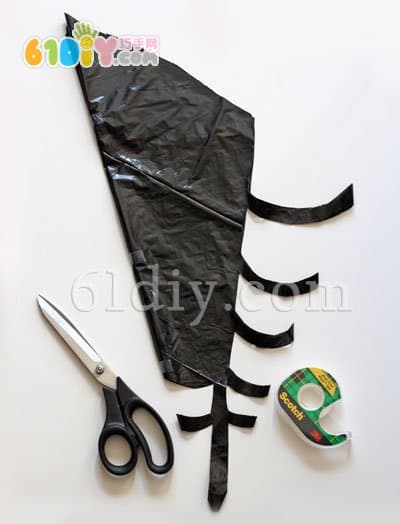 Black plastic bag paper-cut spider web