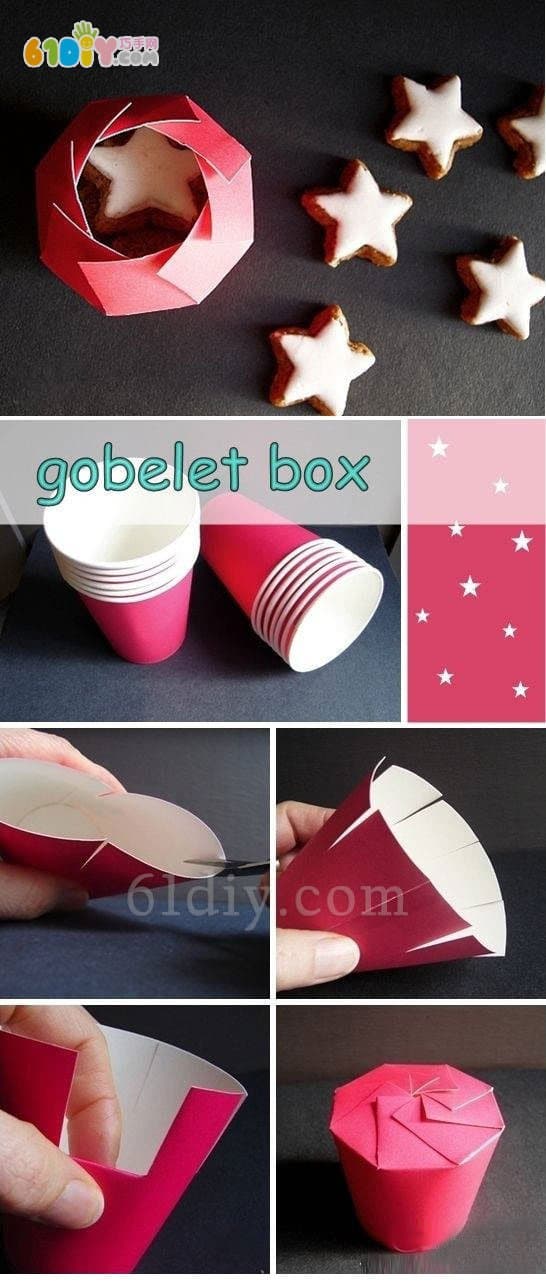 Paper cup turned into a gift box