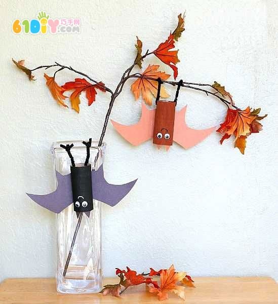 Halloween children handmade paper tube bat