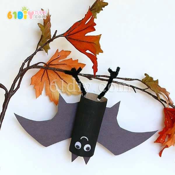 Halloween children handmade paper tube bat