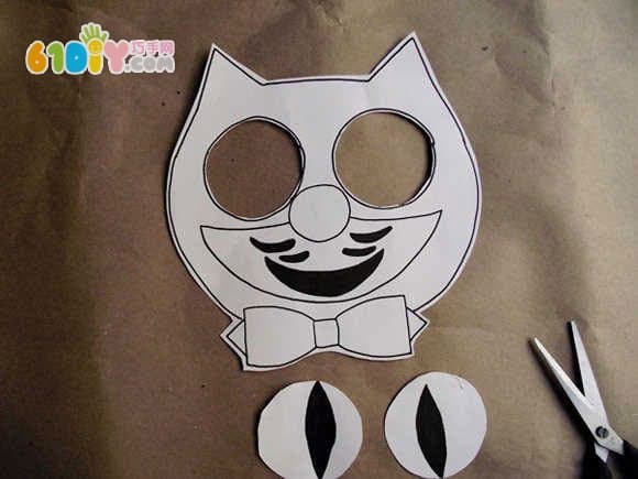 Halloween Dress Up Props - Black Cat with Eyes and Bone Turning