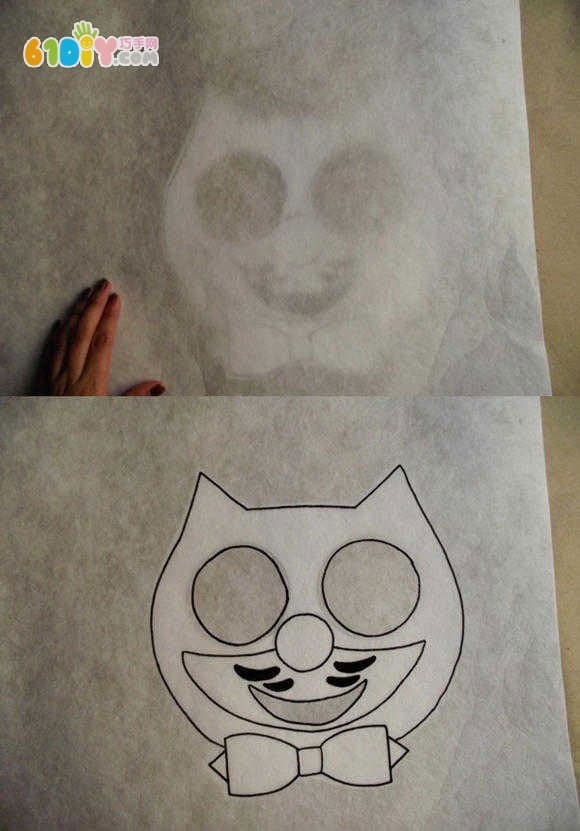Halloween Dress Up Props - Black Cat with Eyes and Bone Turning