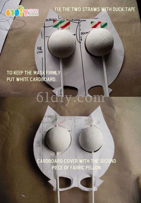 Halloween Dress Up Props - Black Cat with Eyes and Bone Turning