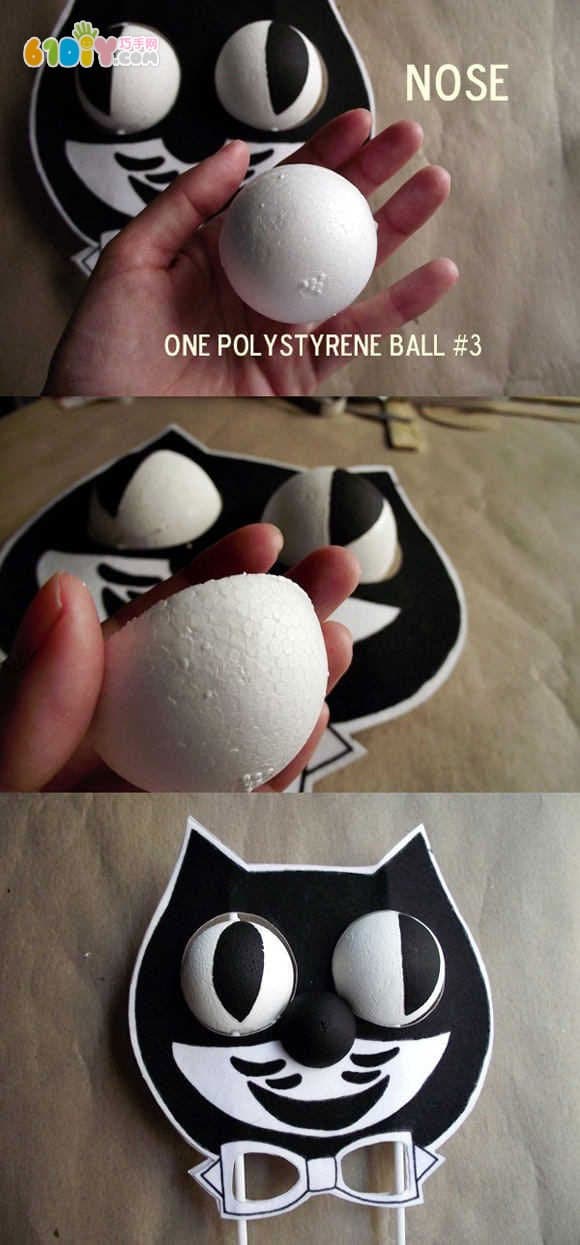 Halloween Dress Up Props - Black Cat with Eyes and Bone Turning