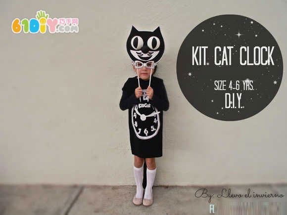 Halloween Dress Up Props - Black Cat with Eyes and Bone Turning