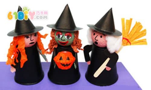 Handmade Halloween Witch from Paper Cups
