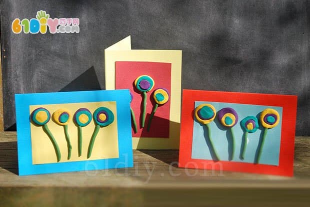 Holiday card production: clay flower card