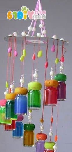 Turn waste into treasure small glass bottle DIY rainbow wind chime