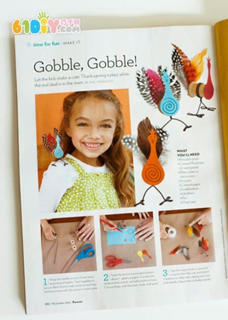 Children's DIY three-dimensional turkey handmade