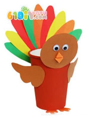 Cute paper cup turkey basket